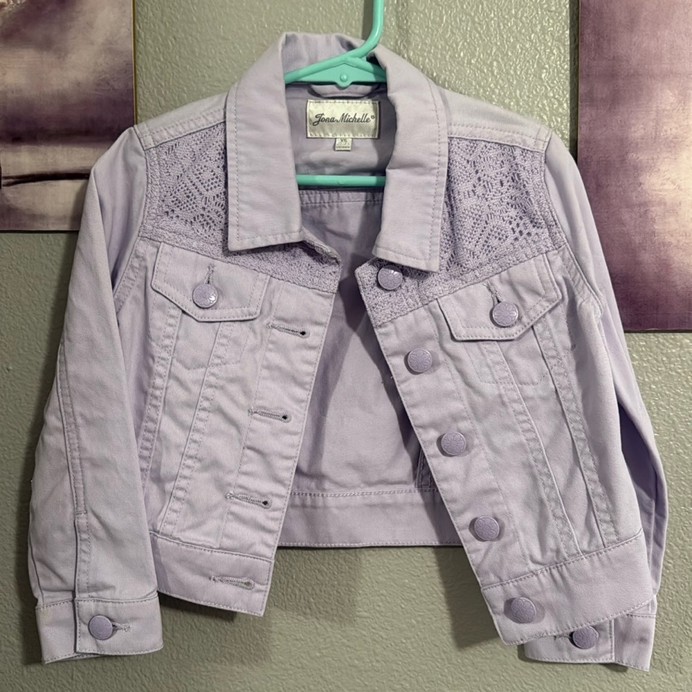 Jona Michelle Toddler Denim Jean Jacket soft purple lavender XS 3t/4t like new - Picture 4 of 7